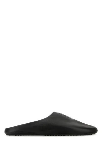Balenciaga Black Leather Château Slippers