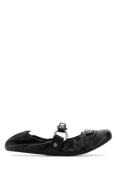 Balenciaga City Nappa Leather Ballet Flats In Black