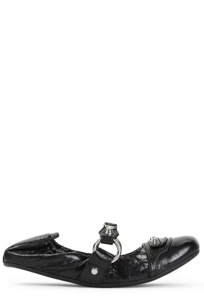 Balenciaga Black Leather City Ballerinas