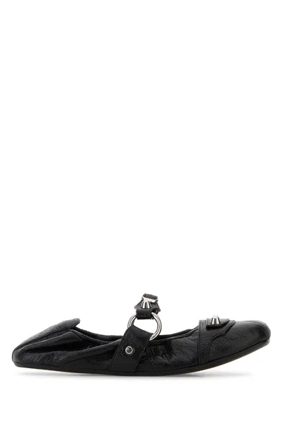 Balenciaga City Nappa Leather Ballet Flats In Black