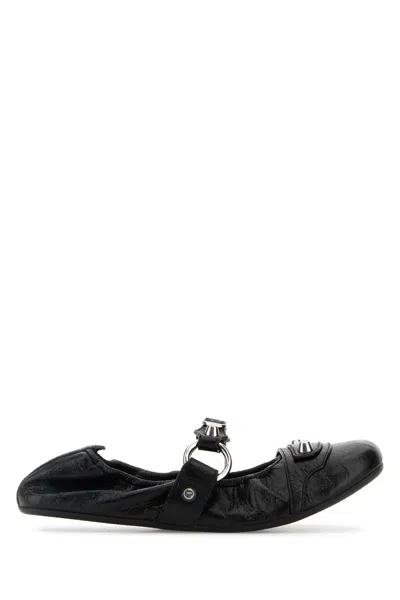 Balenciaga City Nappa Leather Ballet Flats In Black