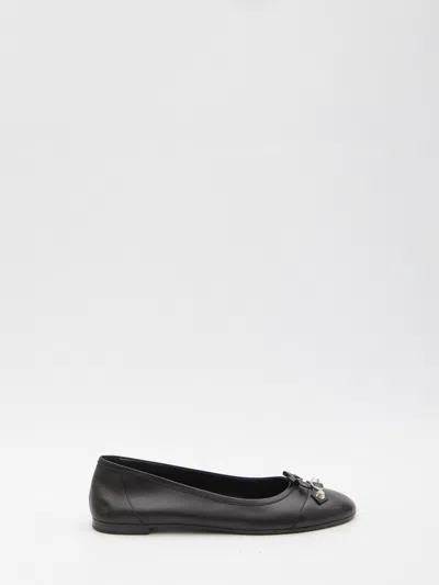 Balenciaga Black Leather City Up Ballerinas