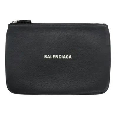 Pre-owned Balenciaga Black Leather Clutch Bag Pouch ()