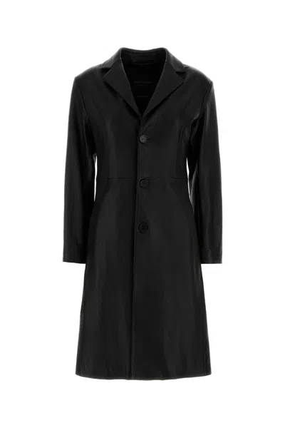 BALENCIAGA BLACK LEATHER COAT