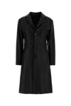 Balenciaga Tailored Leather Coat Featuring Notched Lapels In Black