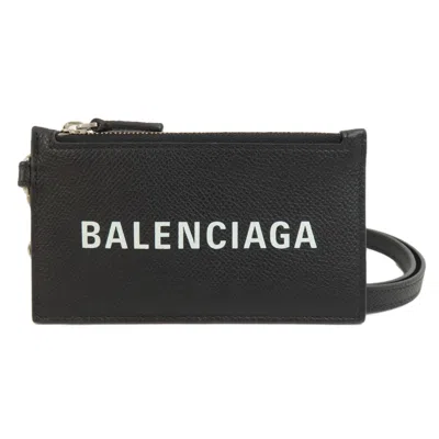 Pre-owned Balenciaga Black Leather Coin Purse/coin Case ()