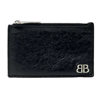 Pre-owned Balenciaga Black Leather Coin Purse/coin Case ()