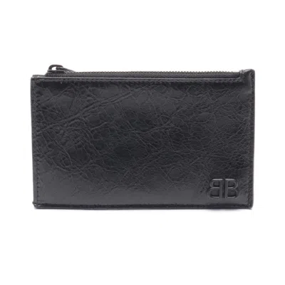 Pre-owned Balenciaga Black Leather Coin Purse/coin Case ()