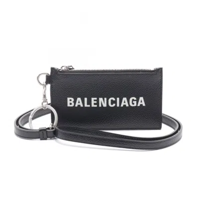 Pre-owned Balenciaga Black Leather Coin Purse/coin Case ()