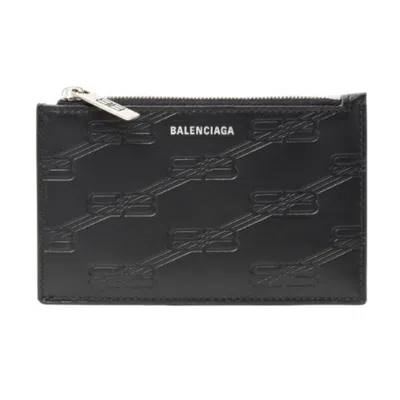 Pre-owned Balenciaga Black Leather Coin Purse/coin Case ()