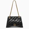 Balenciaga Crush Bag With Medium Quilted Chain For Women In Black