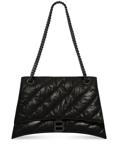 BALENCIAGA BALENCIAGA BLACK LEATHER CRUSH M SHOULDER BAG