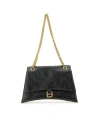 Balenciaga Black Leather Crush M Shoulder Bag In Black