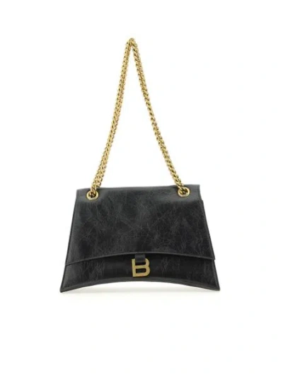 Balenciaga Black Leather Crush M Shoulder Bag