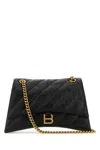 Balenciaga Women Black Leather Medium Crush Shoulder Bag In Black