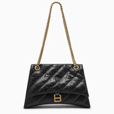 BALENCIAGA BALENCIAGA BLACK LEATHER CRUSH M SHOULDER BAG