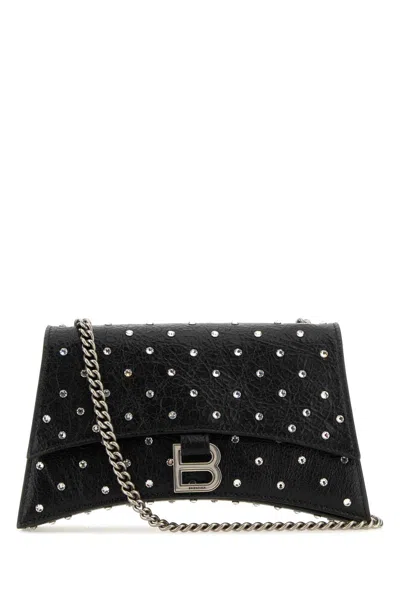 Balenciaga Crush Xs Embellished Leather Shoulder Bag In Black