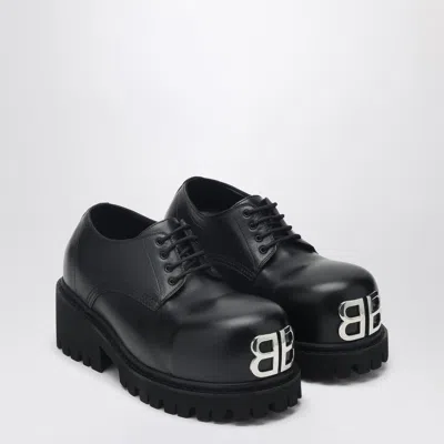 Balenciaga Black Leather Derby Stomper Shoe