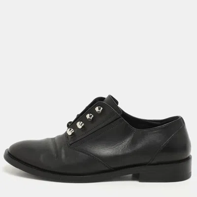 Pre-owned Balenciaga Black Leather Embellished Oxfords Size 37.5
