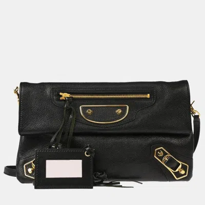 Pre-owned Balenciaga Black Leather Envelope Shoulder Bag