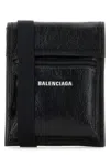 Balenciaga Black Leather Explorer Crossbody Bag In Black