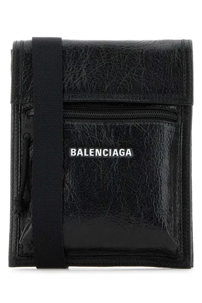 Balenciaga Black Leather Explorer Crossbody Bag