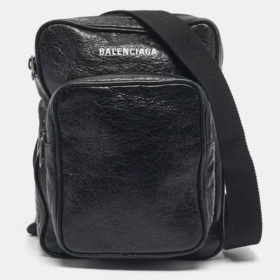 Pre-owned Balenciaga Black Leather Explorer Crossbody Bag