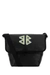 Balenciaga Black Leather Explorer Crossbody Bag In Washedblack