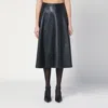 Balenciaga Midi Flared Leather Skirt In Black
