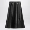 Balenciaga Midi Flared Leather Skirt In Black