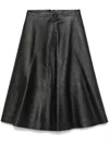 Balenciaga Leather Midi Skirt In Black