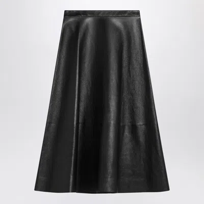 BALENCIAGA BLACK LEATHER FLARED SKIRT