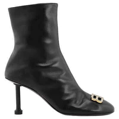 Pre-owned Balenciaga Black Leather Groupie Heeled Ankle Boots