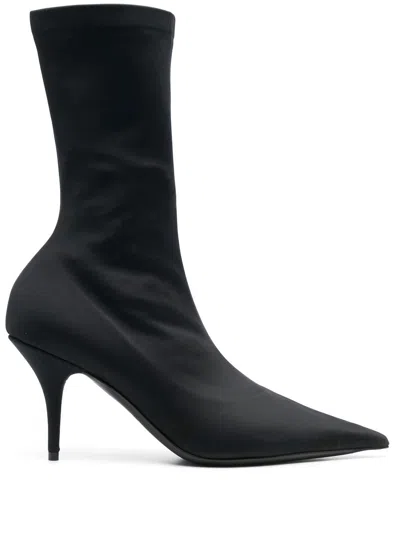 Balenciaga Black Leather High Heel Boots For Women | Fw23 Collection