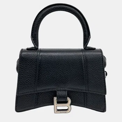 Pre-owned Balenciaga Black Leather Hour Glass Mini Crossbody Bag