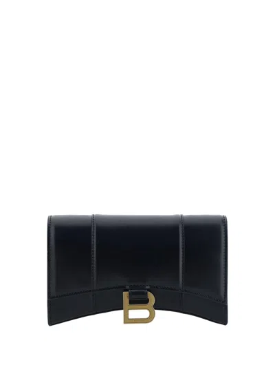 Balenciaga Black Leather Hourglass Clutch