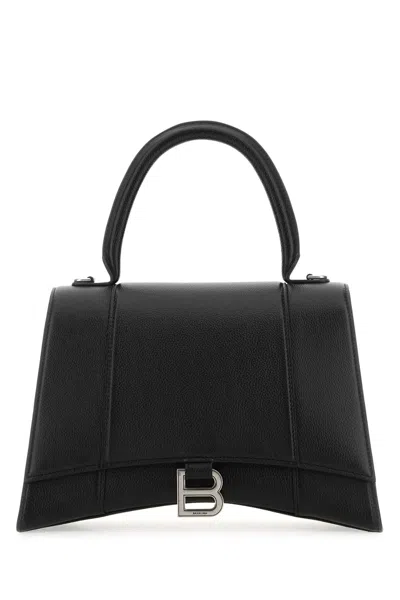 BALENCIAGA BLACK LEATHER HOURGLASS HANDBAG