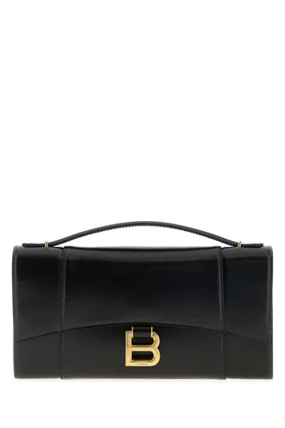 BALENCIAGA BLACK LEATHER HOURGLASS HANDBAG