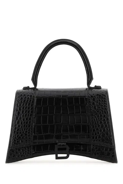 Balenciaga Black Leather Hourglass Handbag