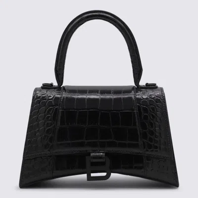 Balenciaga Black Leather Hourglass S Top Handle Bag