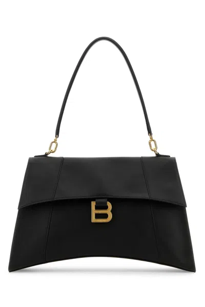 BALENCIAGA BLACK LEATHER HOURGLASS SHOULDER BAG