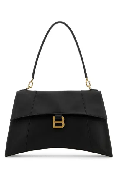 Balenciaga Medium Hourglass Soft Leather Shoulder Bag In Black