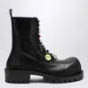 Balenciaga Black Leather Hummer Lace-up Ankle Boots In Black