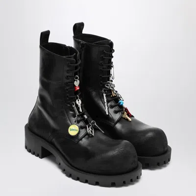 Balenciaga Black Leather Hummer Lace-up Ankle Boots Men