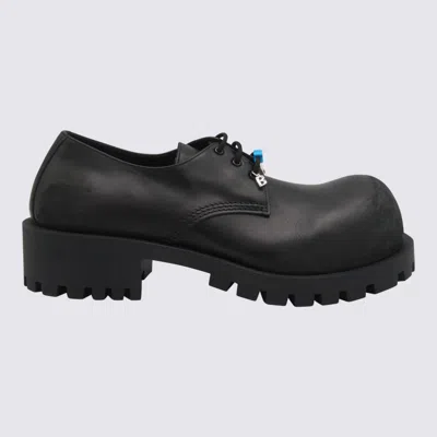 Balenciaga Black Leather Lace Up Shoes