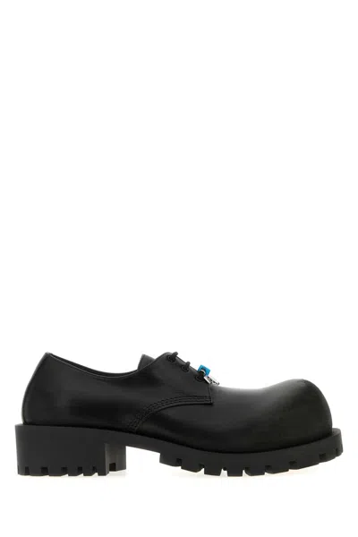 BALENCIAGA BLACK LEATHER LACE UP SHOES