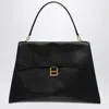 Balenciaga Black Leather Large Hourglass Soft Handbag In Black