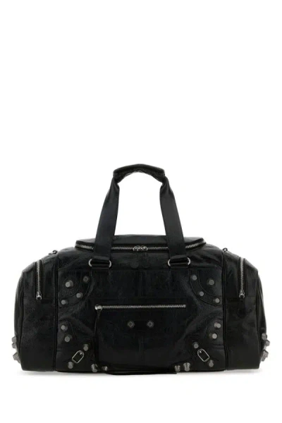 BALENCIAGA BLACK LEATHER LE CAGOLE TRAVEL BAG