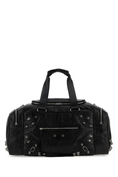 BALENCIAGA BLACK LEATHER LE CAGOLE TRAVEL BAG