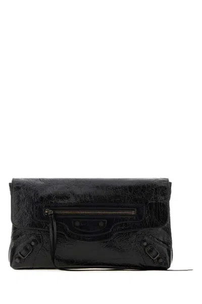 Balenciaga Black Leather Le City Clutch